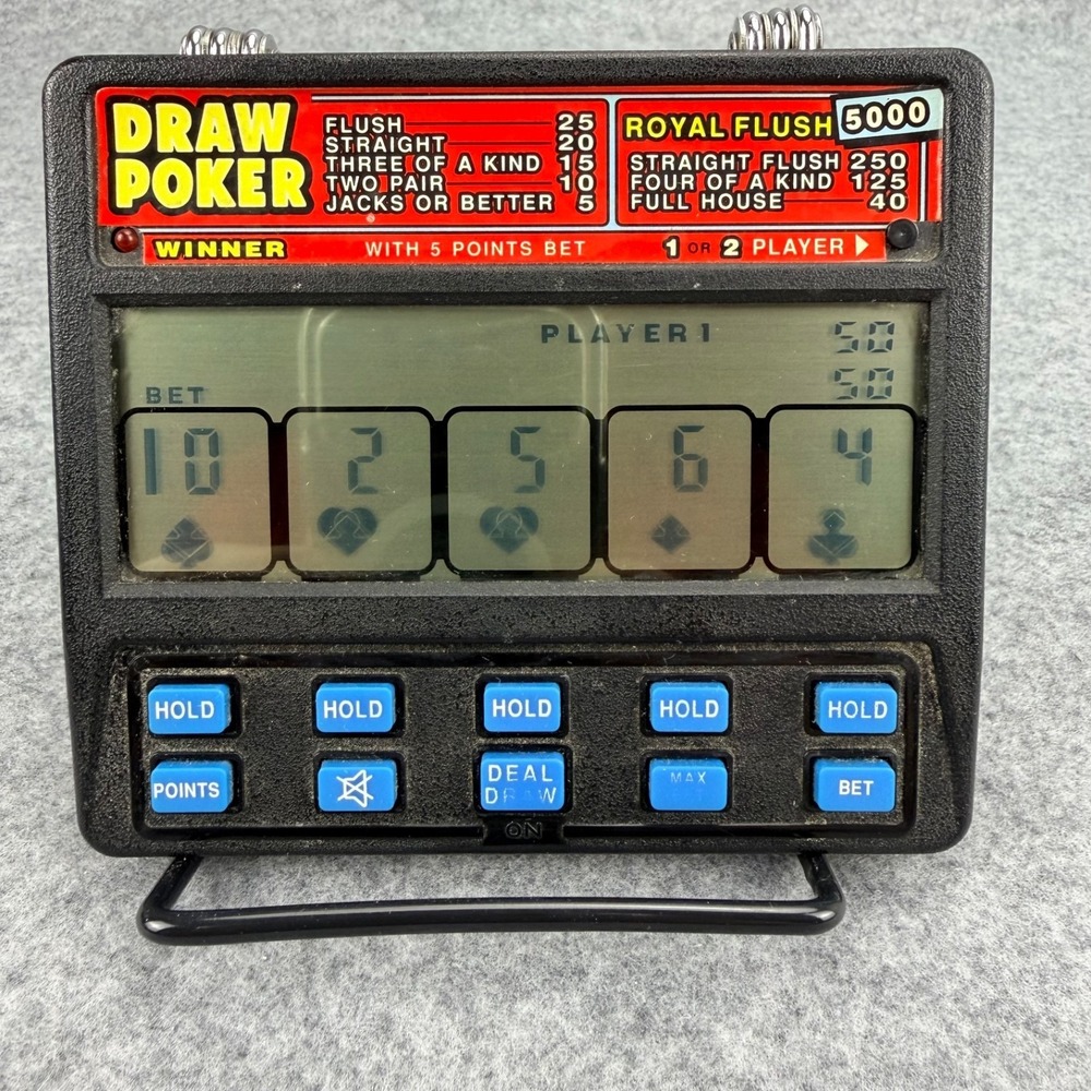 2000's Draw Poker RADICA 1410 Royal Flush 5000 Handheld Video Game Vintage